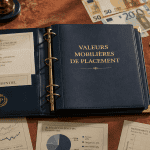 valeur mobiliere de placement sur bureau avec documents et euros