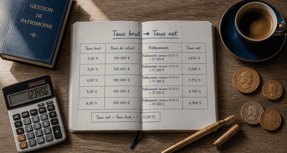 convertir taux brut en net épargne calcul