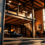 hangar aménagé en maison avec grande baie vitrée et mezzanine