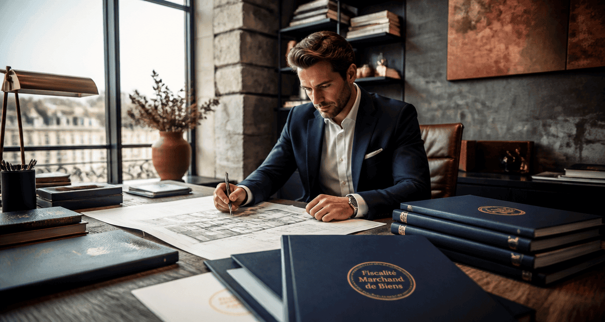 marchand de bien fiscalité homme analyse plan immobilier