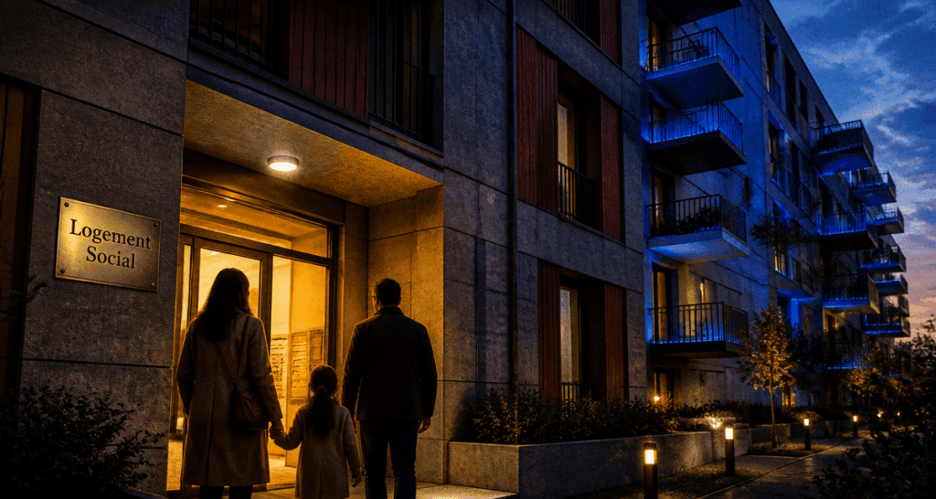 qu est ce qu un logement social immeuble moderne au crépuscule