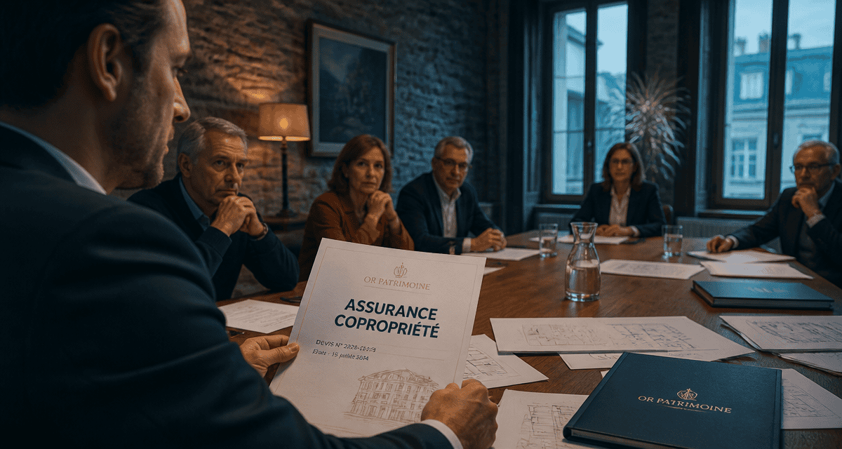 Syndic présentant un devis assurance pour copropriété