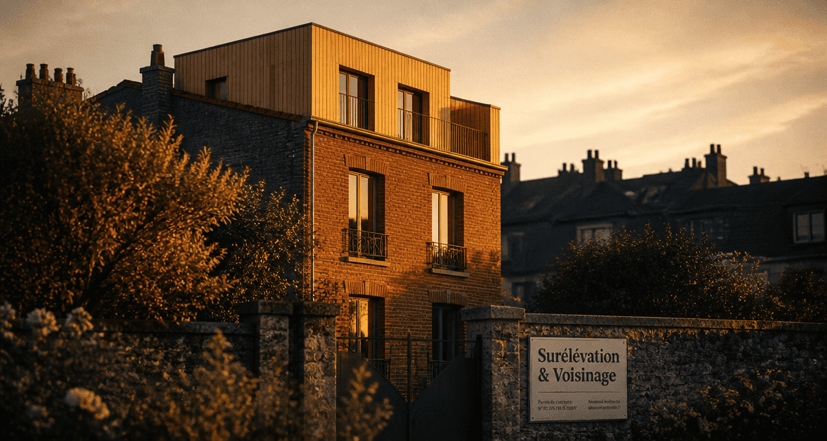 Surélévation maison et voisinage, étage bois sur maison en brique