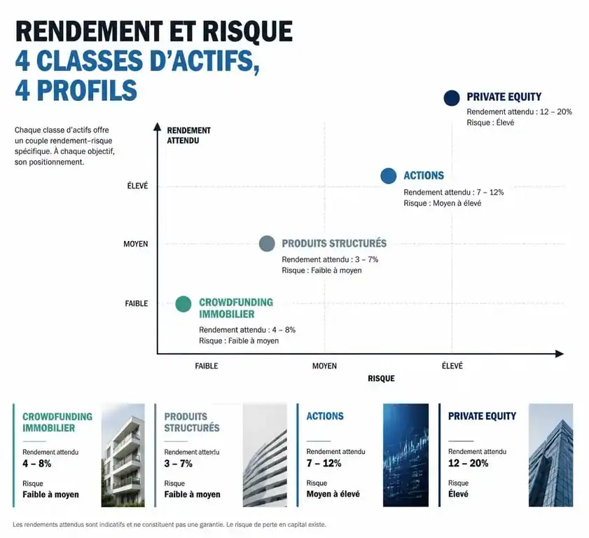 Infographie comparative du rendement et du risque pour le placement 10 par an