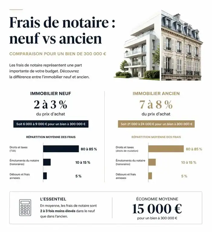 Comparaison des frais de notaire entre immobilier neuf et ancien pour votre projet sur selogerneuf