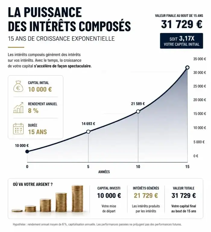 Graphique illustrant l'évolution du rendement d'un plan epargne action sur le long terme