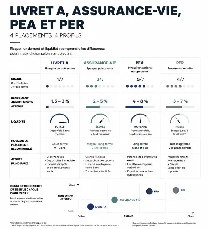 Infographie comparative des meilleurs placements bancaires pour faire fructifier son argent