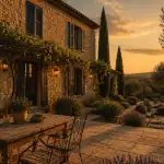 Maison provencale en pierre avec jardin et piscine