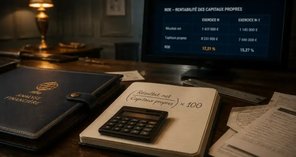 Rentabilité financière formule ROE : rendement des capitaux propres.