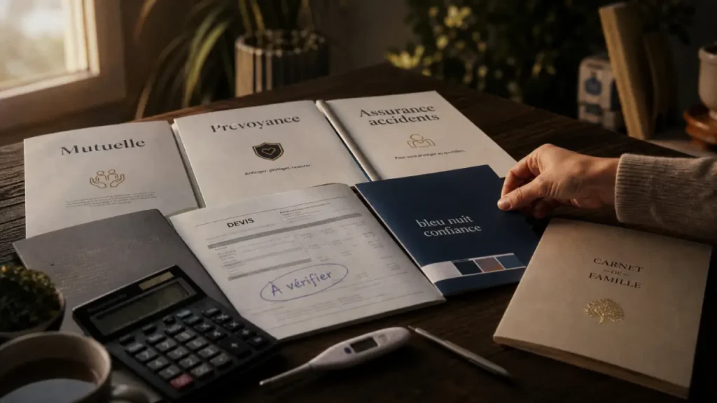 Assurances familiale : mutuelle, prévoyance et assurance accidents de la vie, documents à vérifier sur table