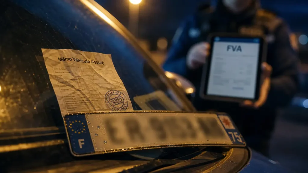 Controle assurance voiture FVA : mémo véhicule assuré, remplacement carte verte