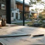 Qu’est ce qu'une maison d’architecte : plans d’architecte sur table, intérieur lumineux