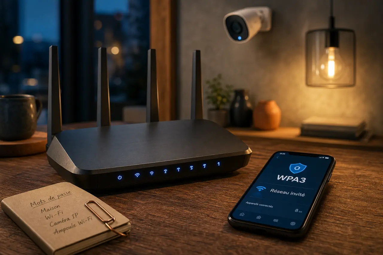 WPA3 et mots de passe pour sécuriser sa maison connectée, avec routeur et caméra