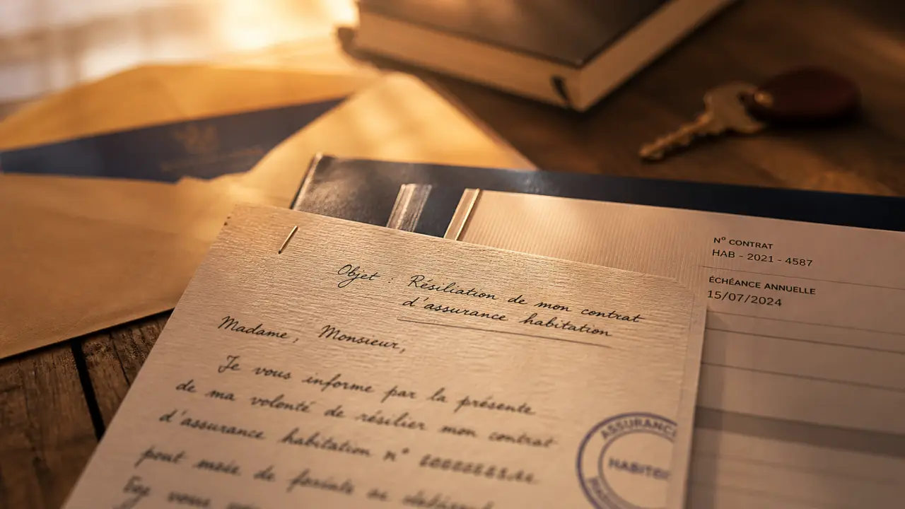 Comment résilier une assurance habitation : lettre de résiliation sur table