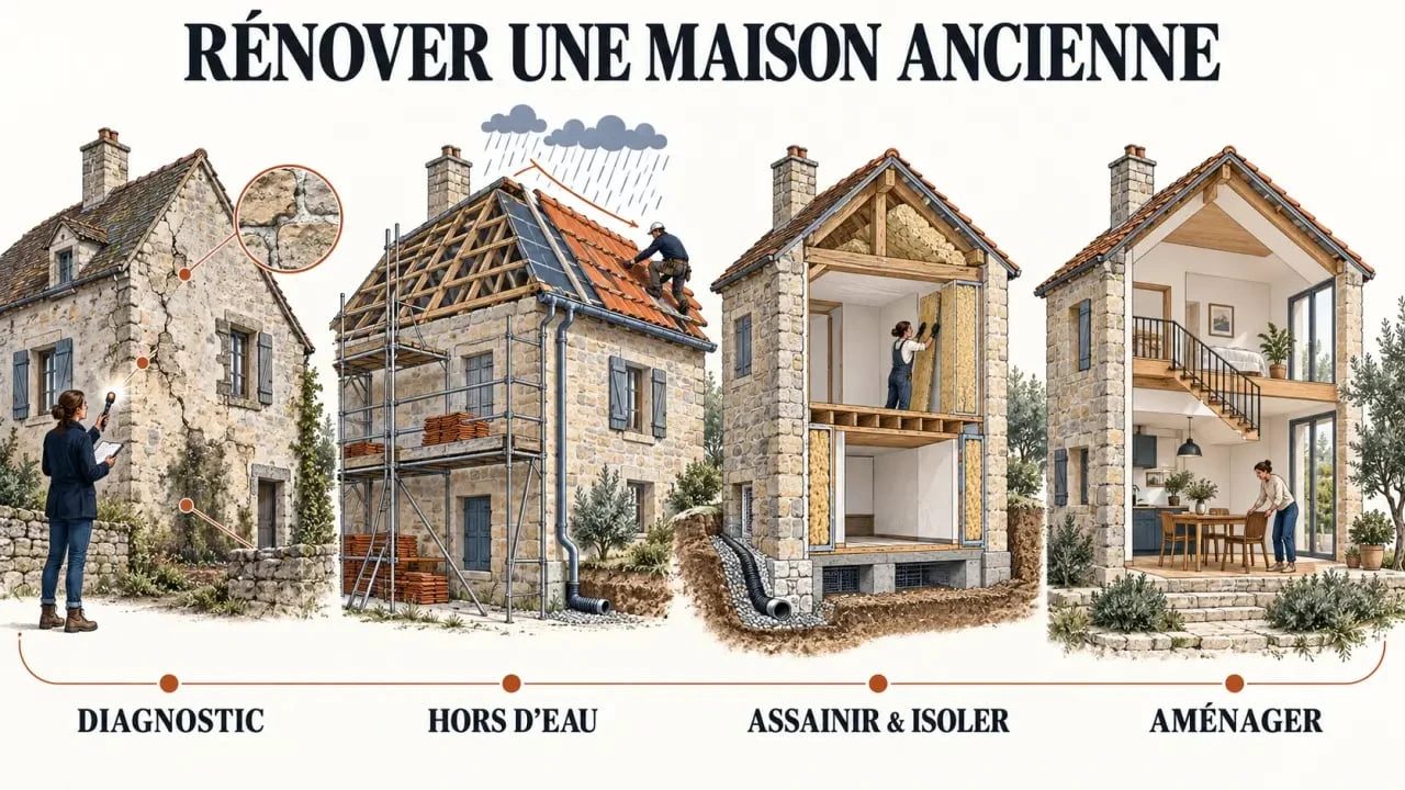 Aide à la rénovation maison ancienne : les étapes du diagnostic aux finitions